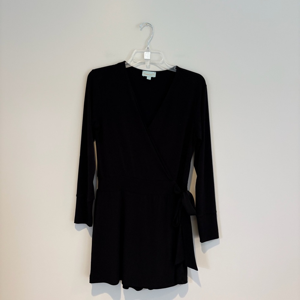 Veronica M Black Long Sleeve Wrap Dress